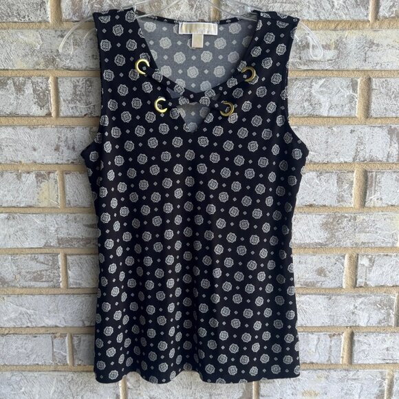 MICHAEL Michael Kors Sleeveless Lacing V-Neck Mandala Print Blouse Size S - Picture 1 of 8